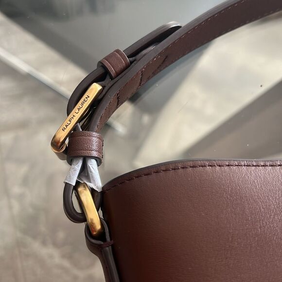 Lauren Ralph Lauren Leather Medium Witley Bucket Bag in Dark Mahogany, New - Picture 10 of 16